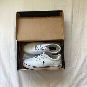 White Leather Men's Hanford Polo Ralph Lauren Shoes with original box Size 7